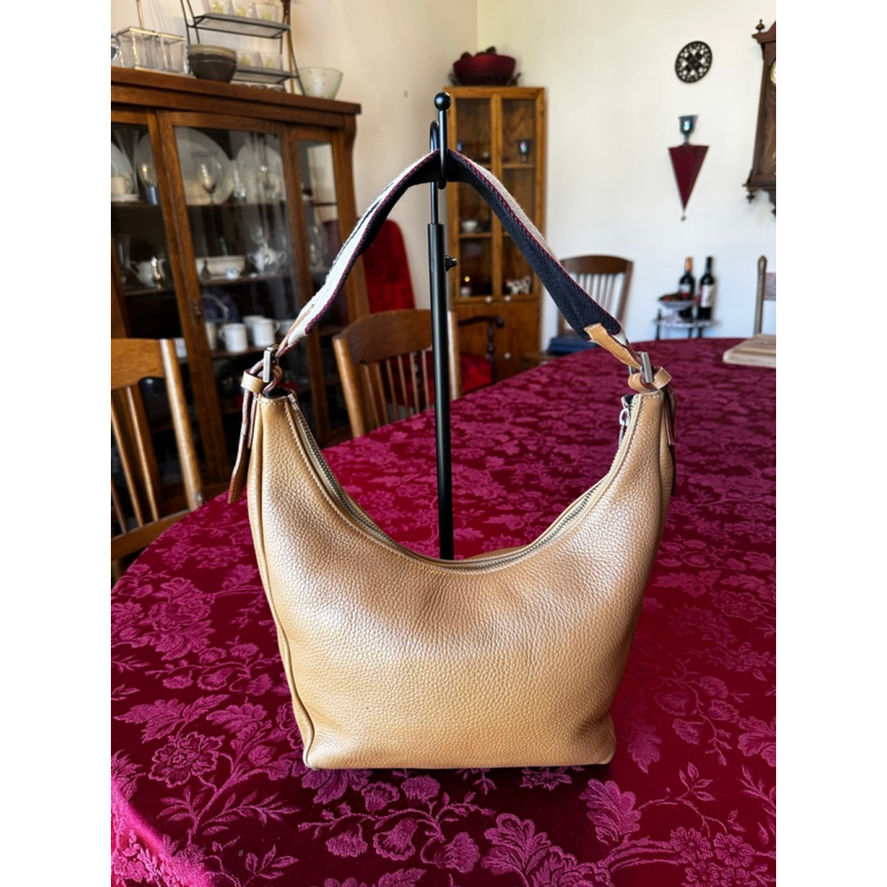 Burberry Tan Leather Shoulder Bag with Striped Strap - Picture 5 of 16